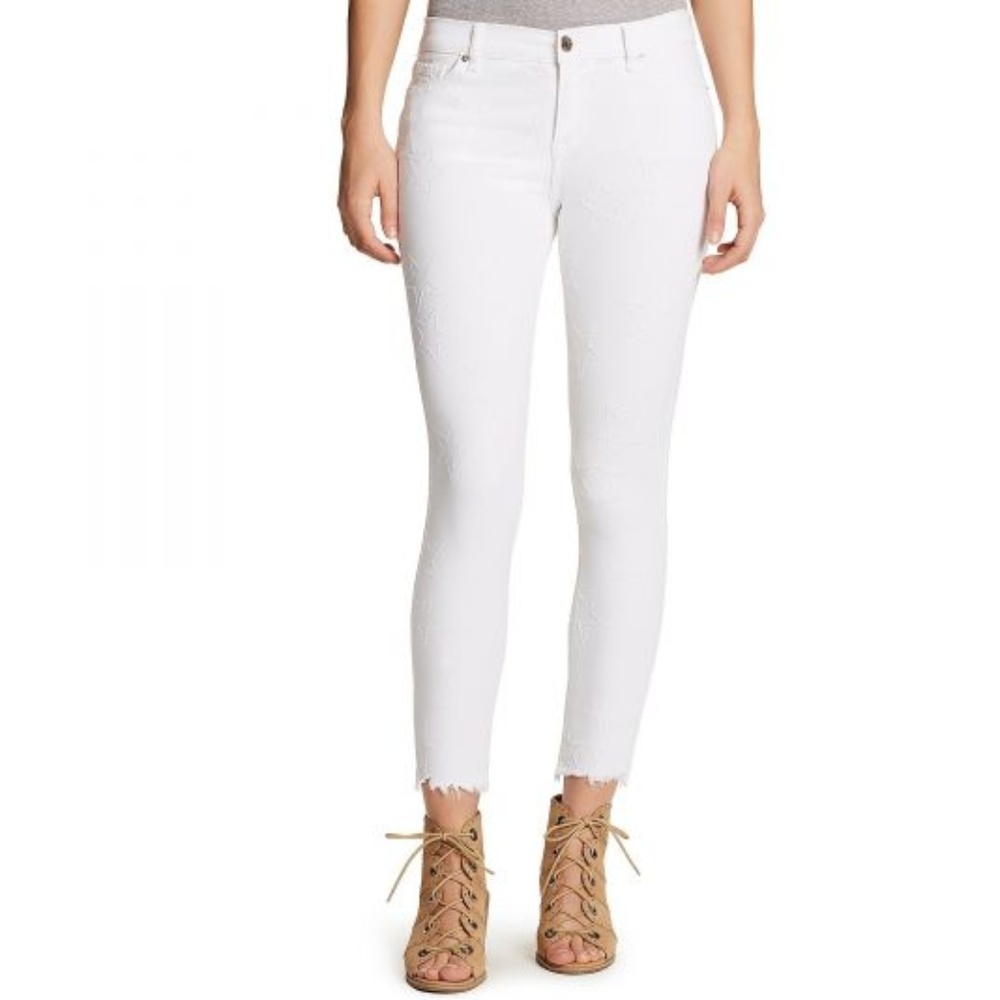 William Rast women 26 skinny raw ankle crop jean star white costal cowgirl